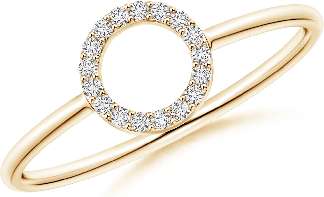 Lab Created Diamond Open Circle Ring in 14k Solid Gold/Silver (0.09 ctw, H Color, SI2 Clarity)