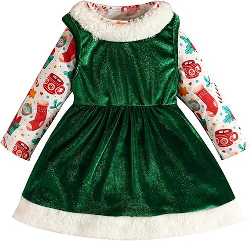 TBUIALL Baby Girl Outfits Soft Cotton Warm Crewneck Long Sleeve Christmas Floral Hoodie + Gold Velvet Baby Girl