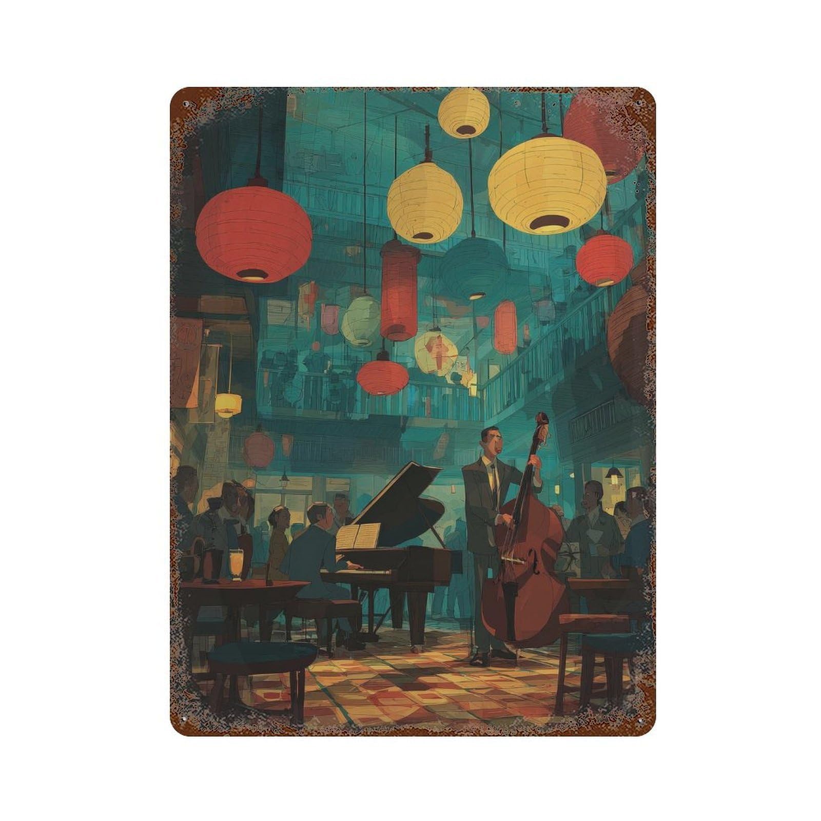 xiaoxiaoshen Jazz Club Scene. Atmospheric Wall Decor Art Metal Tin Poster Modern Home Decor Art Home Bar Shop Decorations Vintage Sign 40x30cm