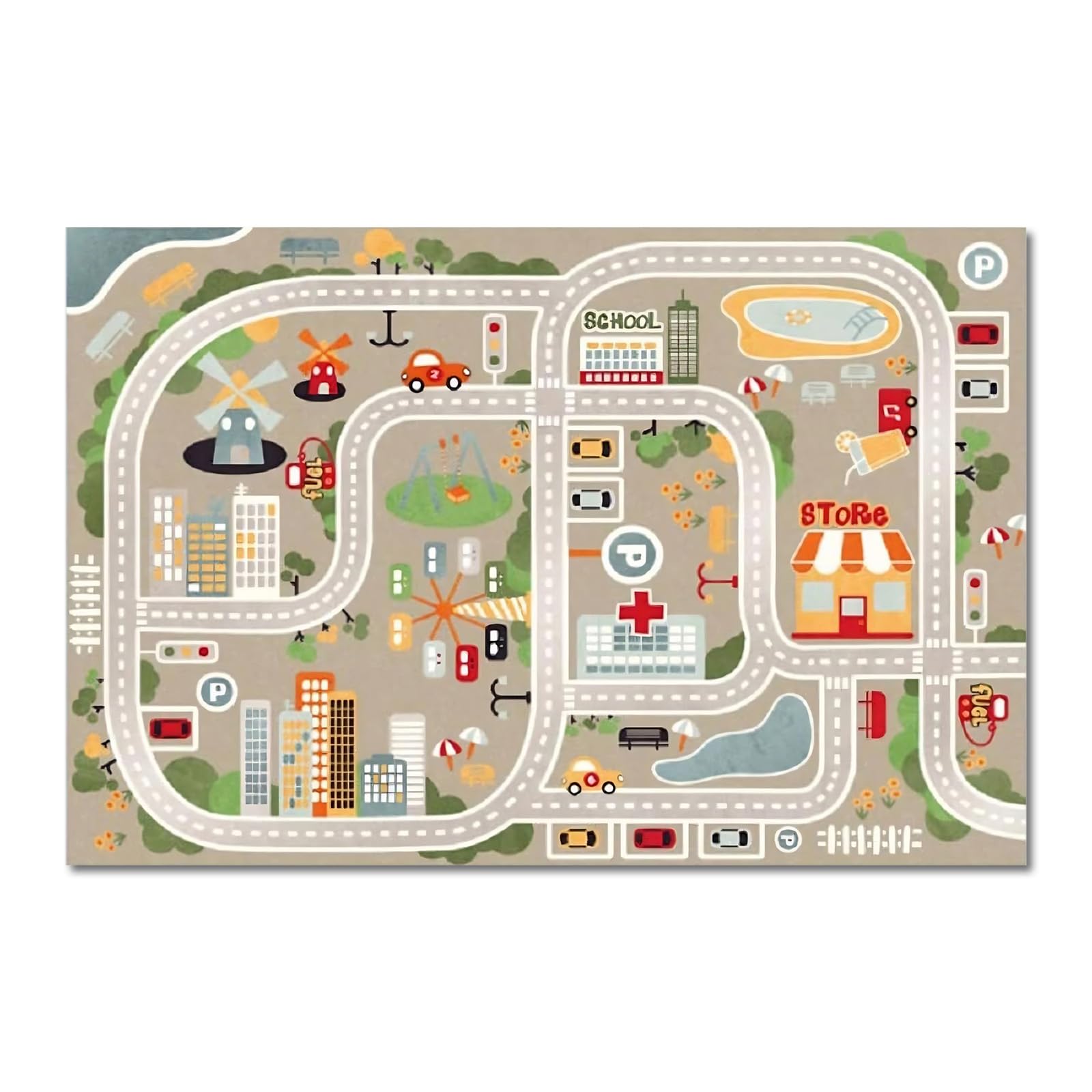 Nodrex Car Play Mat for Children 50x80cm 20x31in Soft Car Rug for Kids Crystal Velvet Kids Rug with Non Slip Backing
