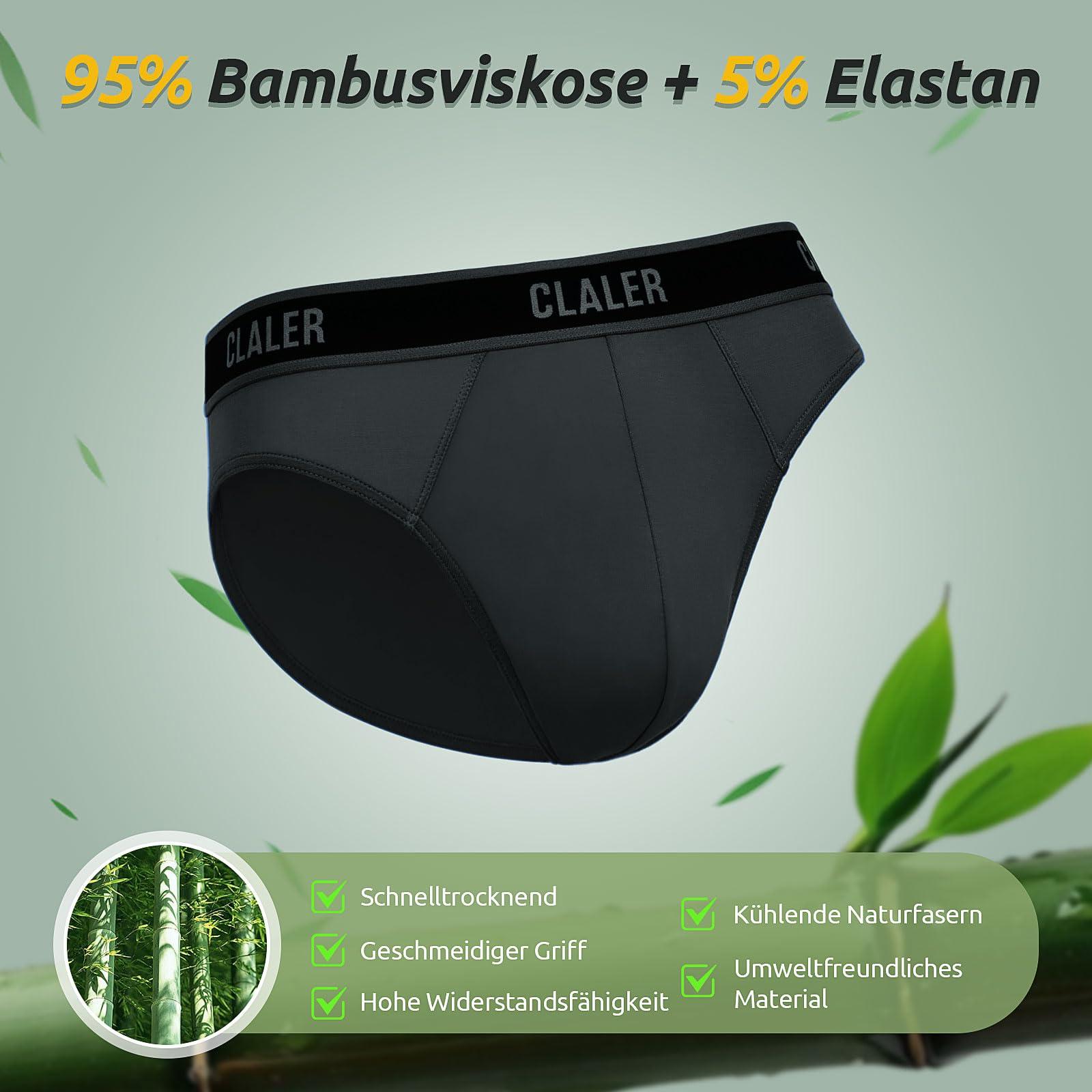 Slip Herren Bambus Unterhosen Männer Atmungsaktive Unterwäsche mit Stretch Antibakteriell Sport Herren-Slips 6er Pack