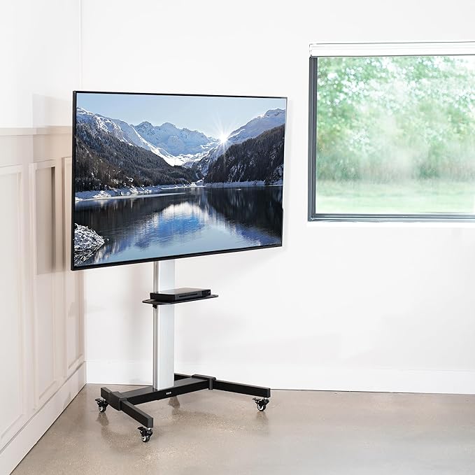 Carro móvil para TV de 32 a 83 pulgadas VIVO aluminio plateado miniatura 5