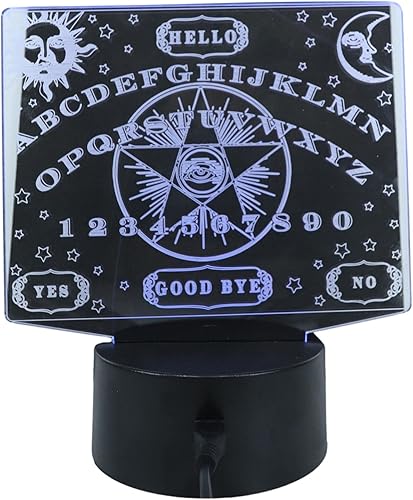 Ebros Gift Ouija Spirit Board Eye of Providence Pentagram Grabado Cristal Acrílico Transparente LED Luz Nocturna Mistificante Oracle Wicca Magia