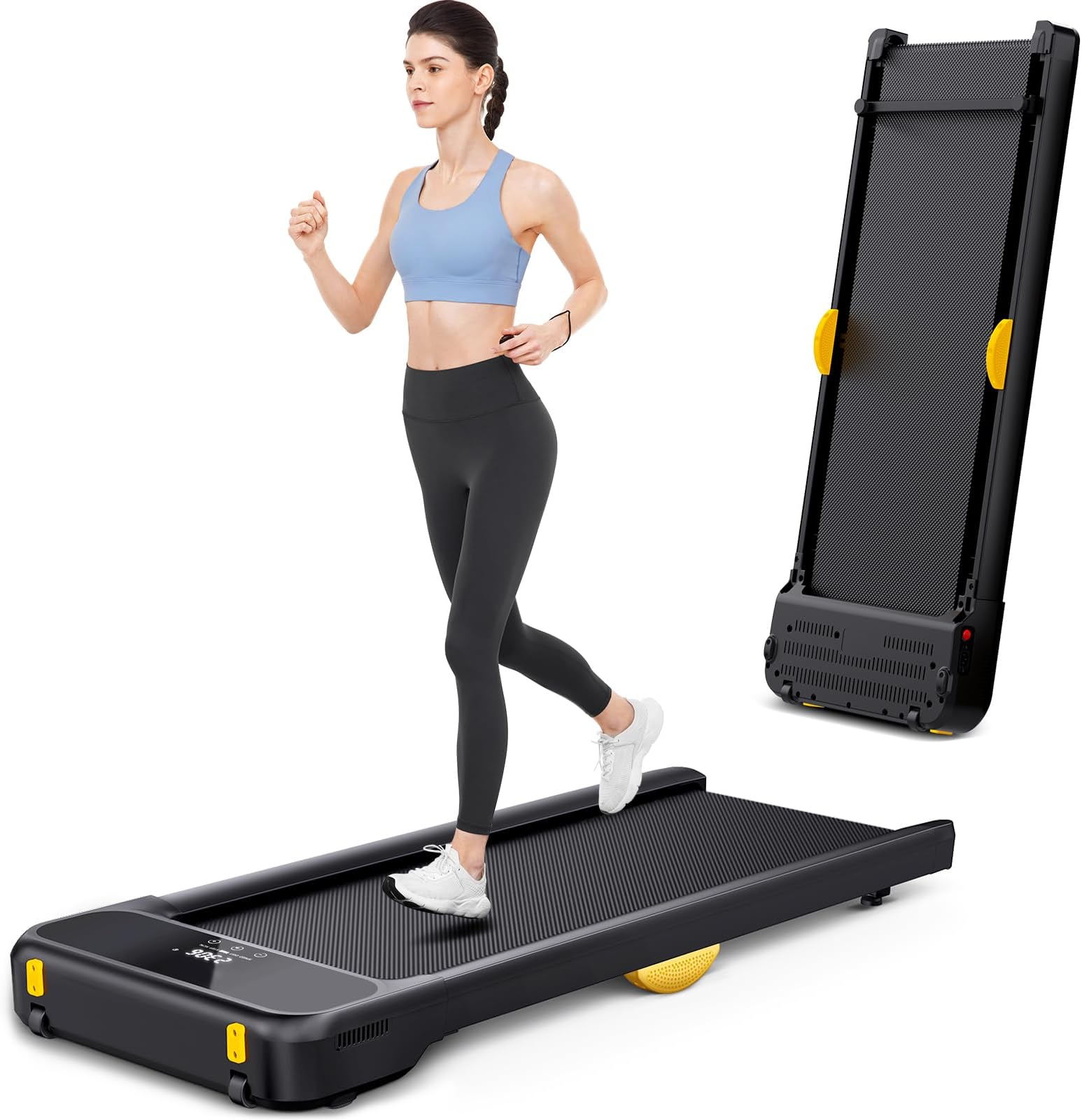 2 in 1 Under Desk Treadmills, GORPORE 2.5HP Folding Electric Treadmill with Dual LED Display & Remote Portable Treadmill Foldable Walking Treadmill Jogging Running Machine for Home Office Apartment