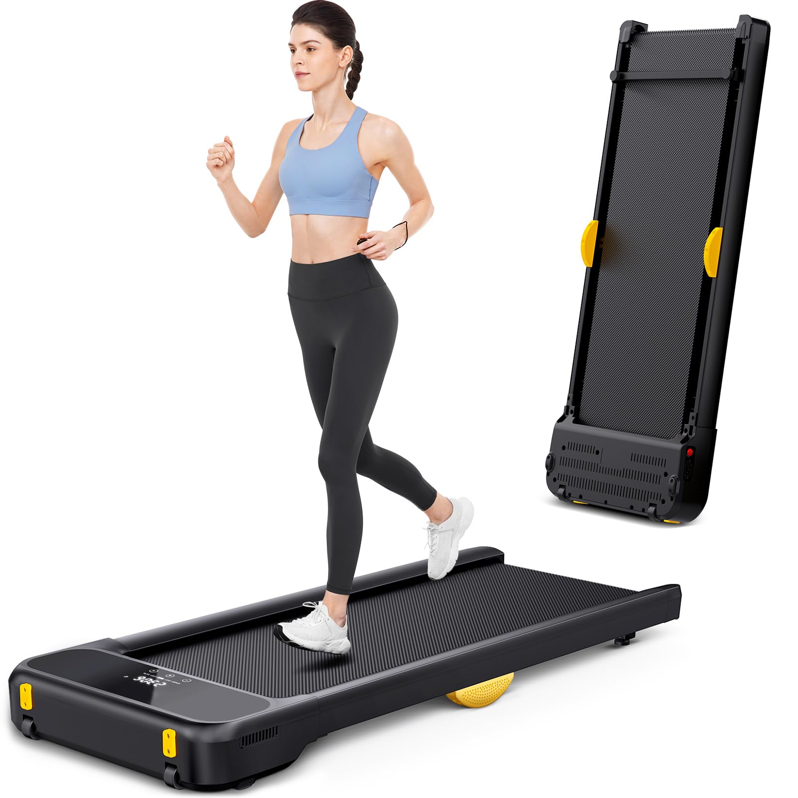 2 in 1 Under Desk Treadmills, GORPORE 2.5HP Folding Electric Treadmill with Dual LED Display & Remote Portable Treadmill Foldable Walking Treadmill Jogging Running Machine for Home Office Apartment