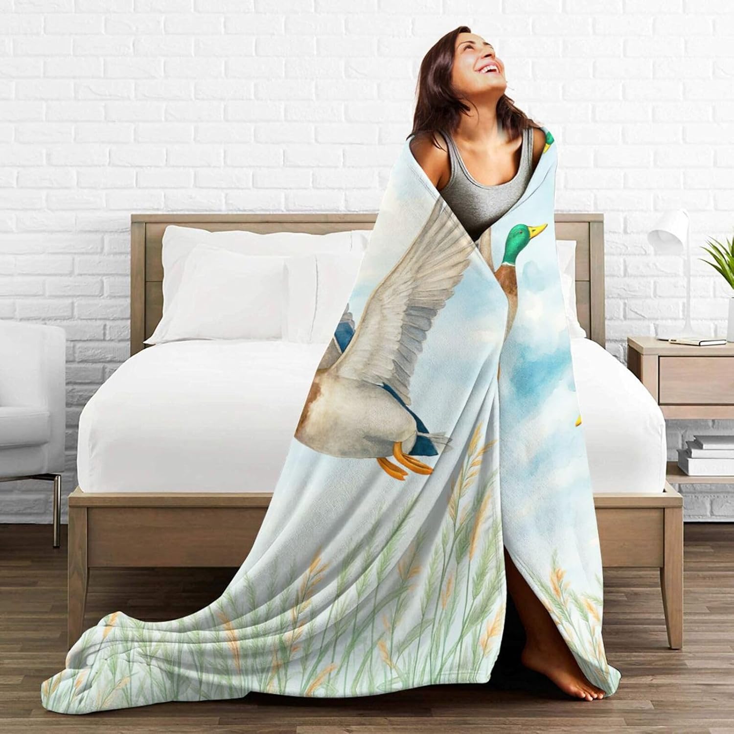 Wild Duck Mallard Ducks Blanket Duck Gifts for Ducks Lover Throw Blanket Soft Cozy Fleece Fuzzy Plush Flannel Blankets Gifts for Women Girls Men Kids Adults 50"X40" - Image 7