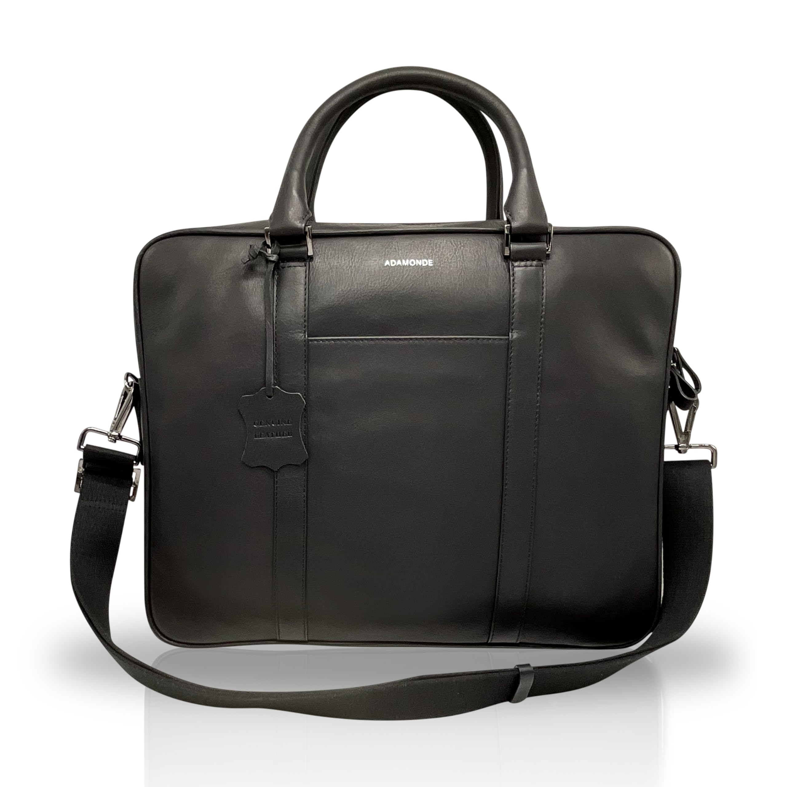 Borsa per computer portatile, con scomparti multipli e tasche, 100% vera pelle, valigetta per uomini e donne, borsa messenger da viaggio