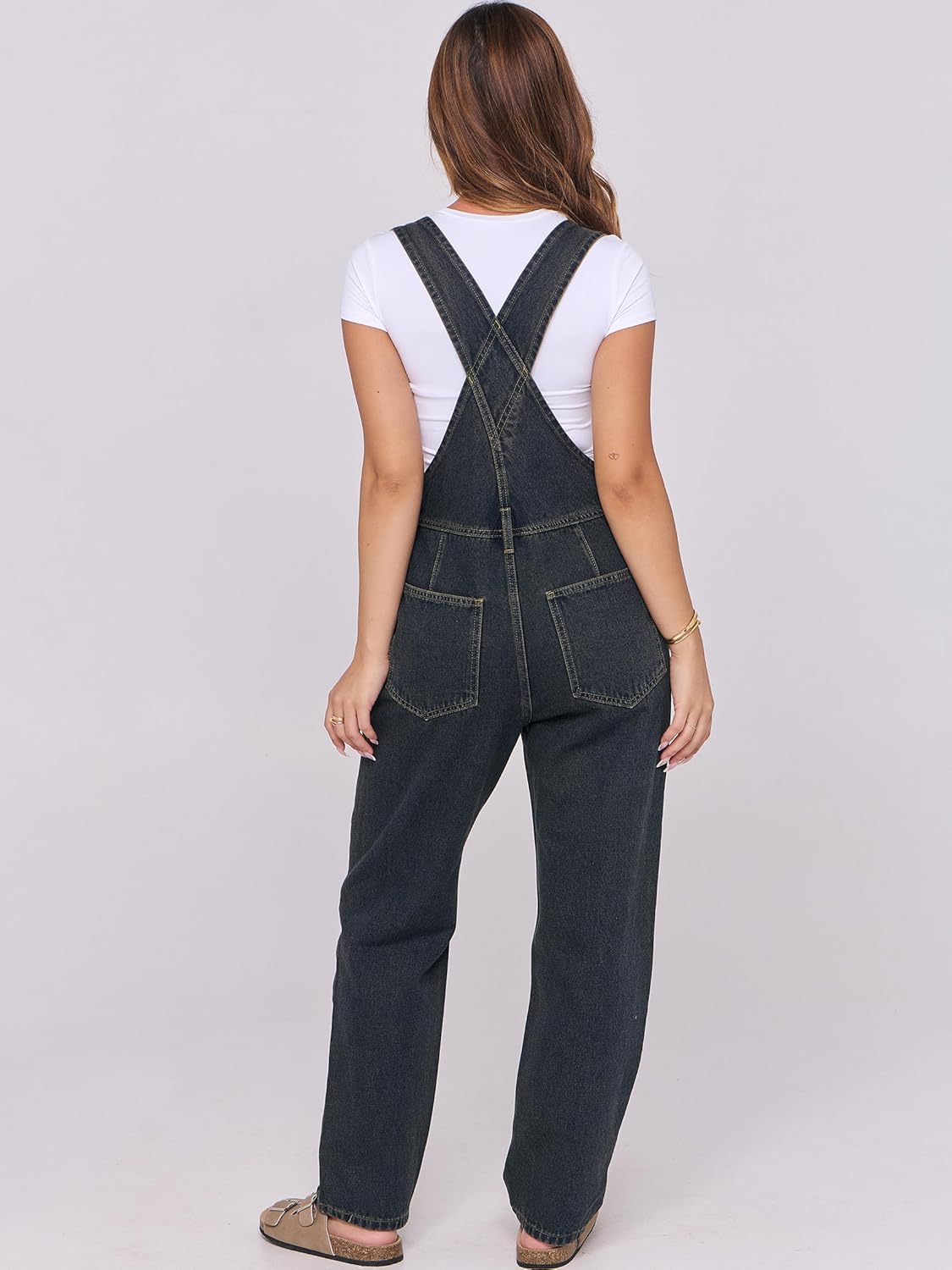 ANRABESS Overalls for Women Loose Fit Denim Overalls Adjustable Strap Jean Jumpsuit Bib Romper Spring Casual Work Outfits - Image 4