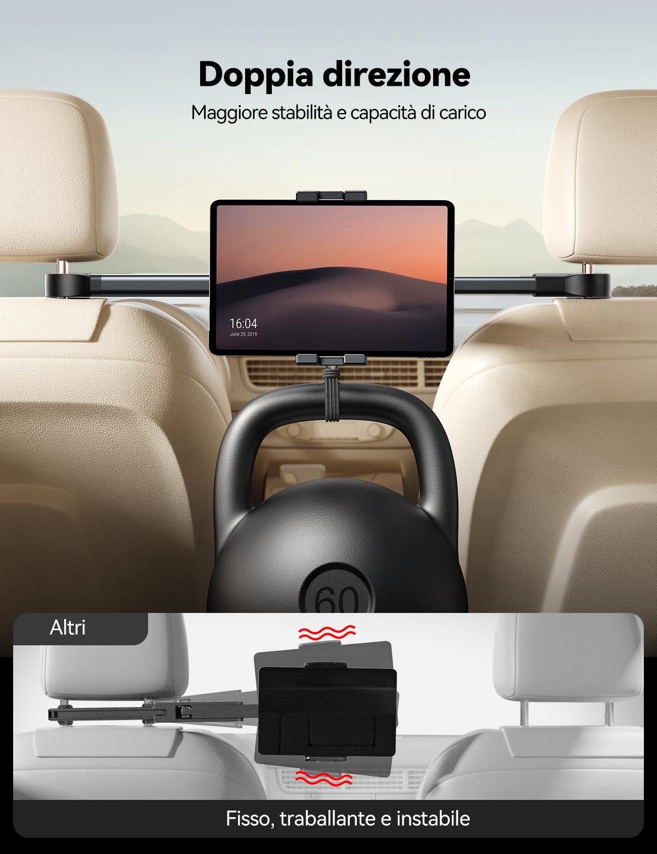 JOYROOM Porta Tablet da Auto Centrale, Supporto Switch con Braccio Metallico Supporto iPad Auto per Tablet da 4,7 a 12,9"