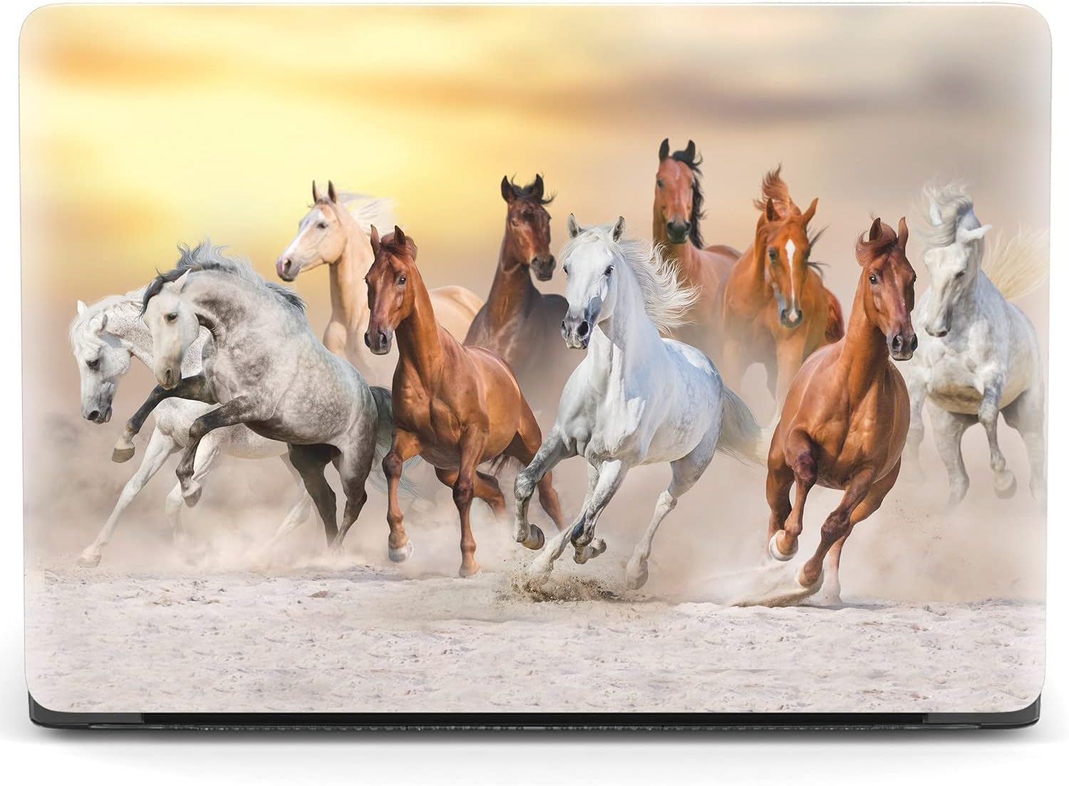 Mertak Hard Case Compatible with MacBook Pro 16 14 Air 15 13 inch M3 M2 M1 Mac 2024 2023 2022 2018 Western Cover Wild Plastic Herd Running Horses Touch Bar Clear Print Nature Animal Laptop