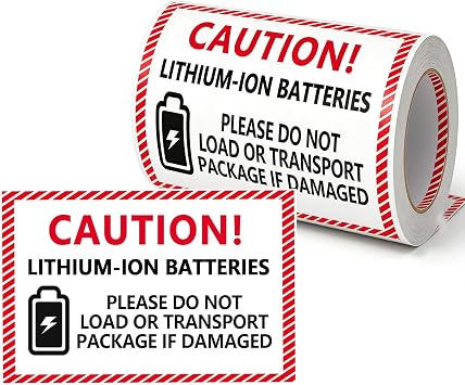 300 Pcs Caution Lithium Ion Battery Adhesive Stickers,Shipping Warning Label 3x2 Inch,Roll