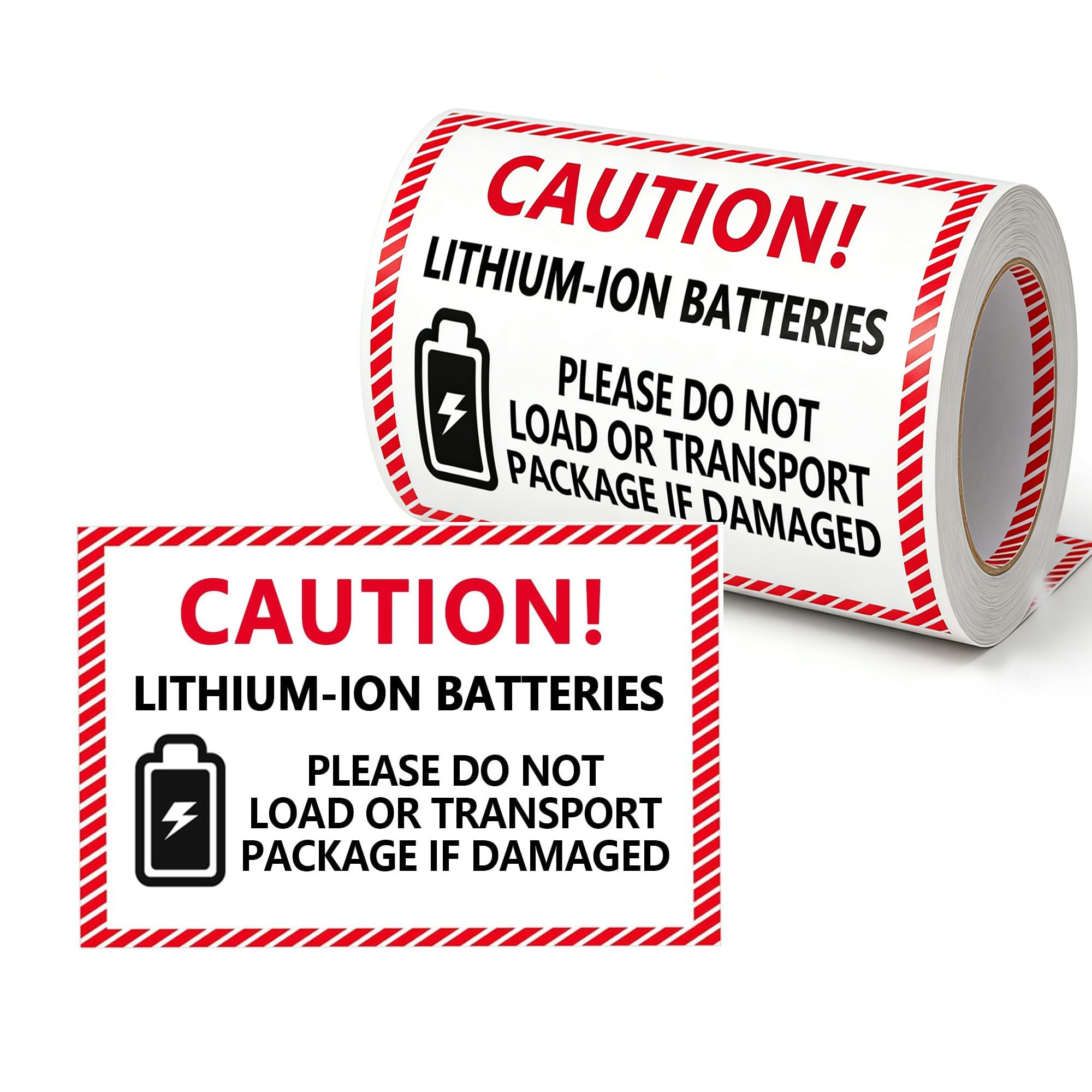Caution Lithium Ion Battery Adhesive Stickers,Shipping Warning Label 3x2 Inch,300 Pcs Per Roll