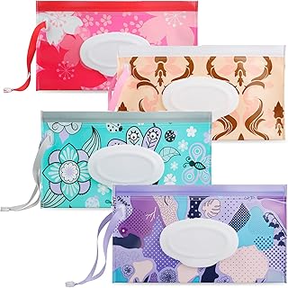 PandaEar 4 Pack Baby Wipe Dispenser, Portable Wipe Holder Refillable Baby Wipes Container Wet Wipe Pouch or outings and Travel