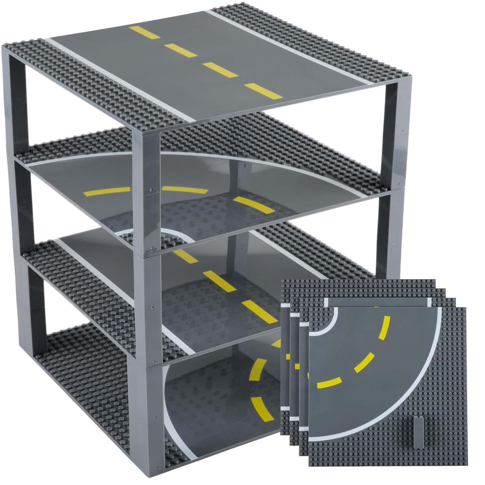 Road Baseplates 10" x 10" Building Brick Base Plate 100% Compatible with All Major Brands | Building Bases for City Roads, Towns and Garages and More | 2 Stra