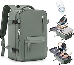 SZLX Ryanair Travel Backpack with Vacuum 40 x 20 x 25 cm Easyjet Hand Luggage Women's Travel Cabin Airplane Travel Bag Laptop Work Man Waterproof for University Travel Backpack, E19-Olive Green