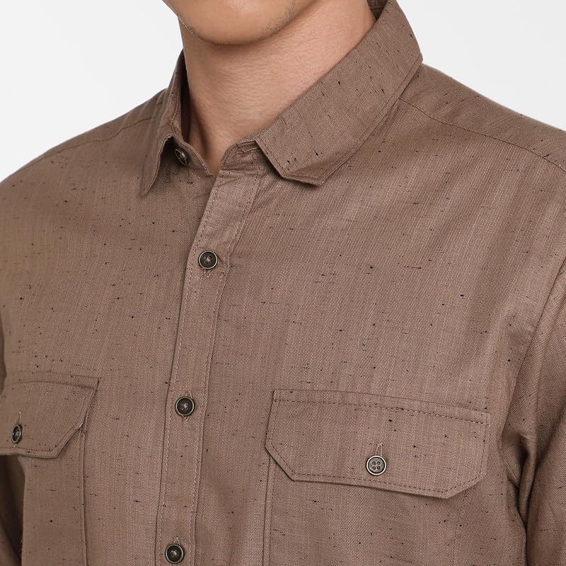 Image of CAHOOT Men's Polycotton Abstract-Textu Shirt |Casual-Wear | Spread Collar | Long Sleeve | Button Closure | Shirt Crafted with Comfort Fit for Everyday Wear
