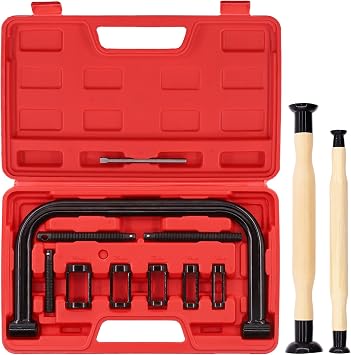Keadic 12 Pcs Auto Valve Spring Compressor C Clamp Tool Service Kit and Valve Grinding Lapping Stick Tool Set for Car, Motorcycle,Small Engine Vehicle Equipment