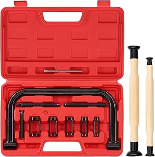 Keadic 12 Pcs Auto Valve Spring Compressor C Clamp Tool Service Kit and Valve Grinding Lapping Stick Tool Set for Car, Motorcycle,Small Engine Vehicle Equipment