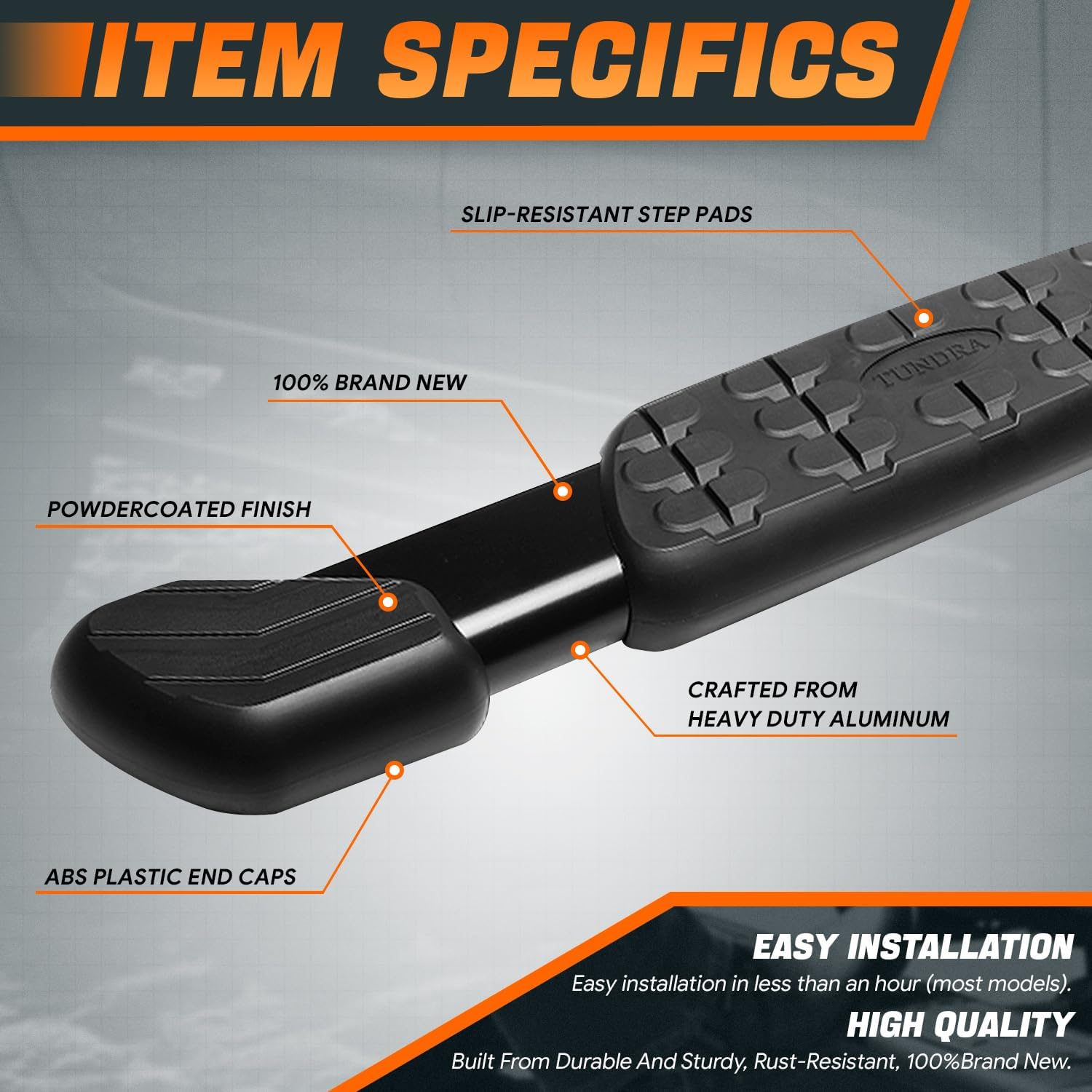 5 in. Wide Aluminum Side Step Bar Nerf Bar Running Boards Compatible with 07-21 Toyota Tundra CrewMax Cab CAAP-OEMRNB-016BK