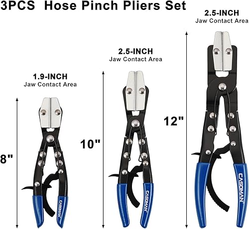 Miniatura 2 de CASOMAN Juego de 3 alicates azules para manguera, alicates de bloqueo para mangueras automotrices, líneas de radiador, líneas de combustible, líneas