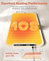 Vista 4 de Tapete Calentador de Alimentos, iTRUSOU 27.5x16'' Bandeja Calentadora Eléctrica con 7 Configuraciones de Temperatura, Temporizador Flexible