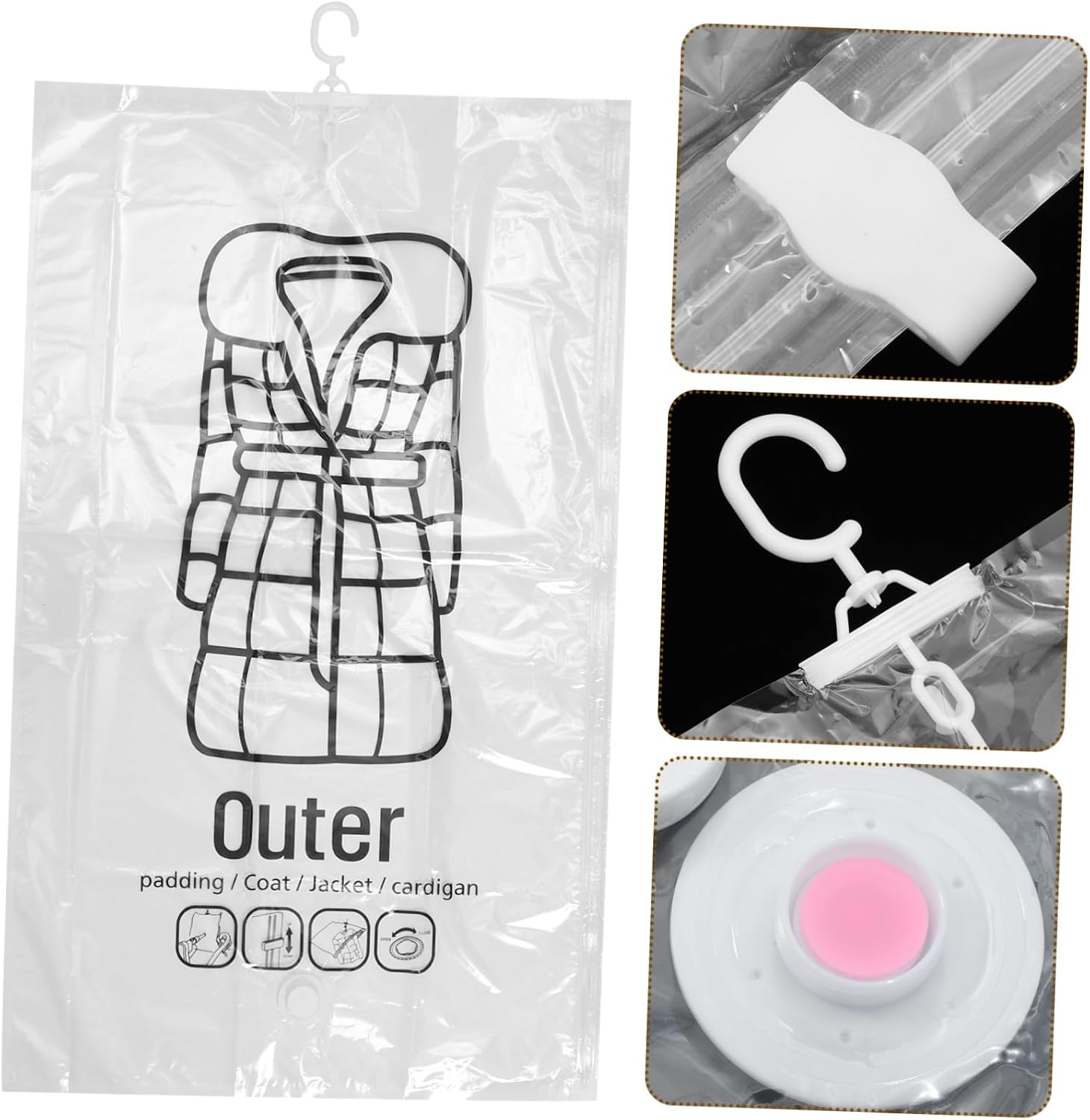 2pcs Hanging Vacuum Storage Bags for Clothes Space Saver Compression Bags Waterproof Vacuum Sealing for Travel