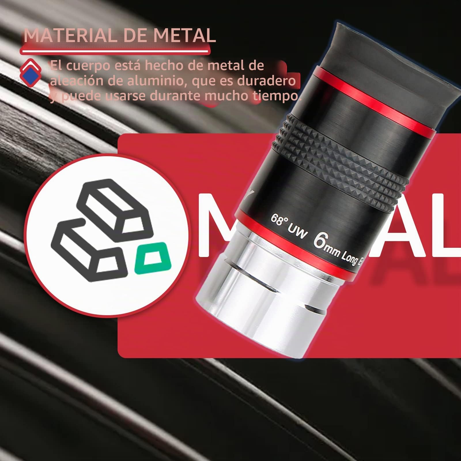 Svbony Ocular para Telescopio de 6 mm, Ocular Gran Angular de 68°, Ocular Planetario de 1,25", Accesorios para Telescopios Astronómicos con Lente FMC, para La Observación del Luna