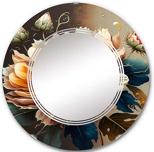 Miniatura 6 de Espejo de pared floral y botánico, espejo tradicional ovalado, espejo de baño redondo naranja, espejo de tocador de girasol, flor de girasol