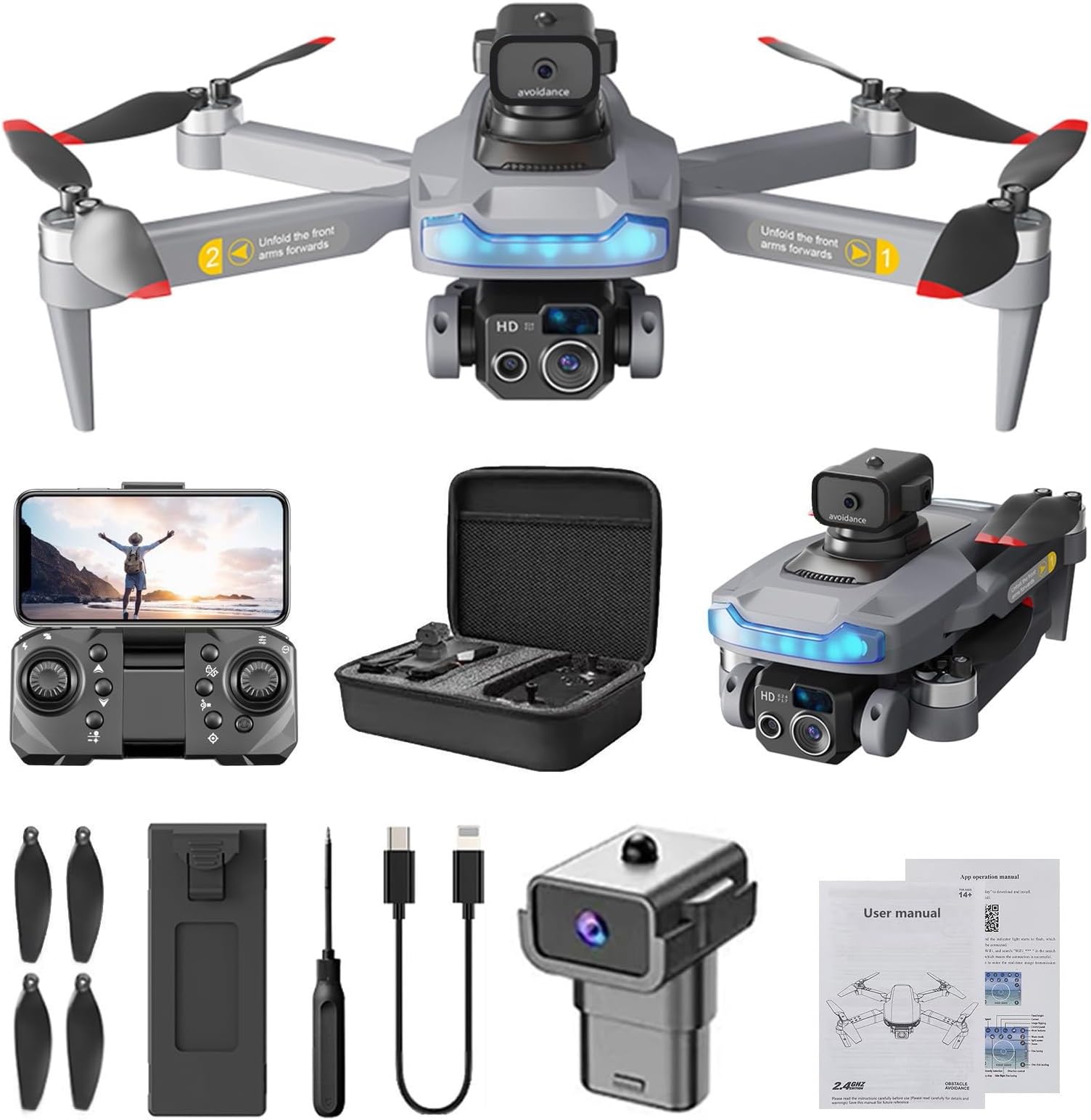 GenericGeneric Clearance WIFI FPV Drone With 4K HD Camera, Foldable Drone With Camera For Adults Kids Beginner Fashion Remote Control Toys Gifts For Boys & Girls For Outdoors Flash Sales Today Deals Prime