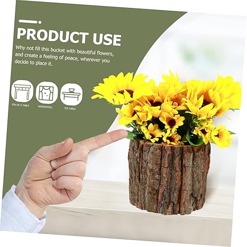 Miniatura 5 de DOITOOL Maceta de madera flotante, maceta rústica para suculentas, maceta pequeña de madera para interiores y exteriores, decoración artística del