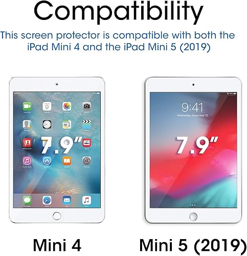 Miniatura 2 de amFilm mica protectora de vidrio templado para iPad Mini 4, 0,33 mm 2,5 D, bordes redondeados para Apple iPad Mini 4 2015 (1 unidad), Vidrio