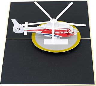 Rykamia Plane Pop Up Card - Blank Helicopter, Airplane, Going Away, Thank You, Retirement, Birthday Card - Pilot Gifts, Aviation Gift