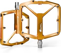 IMPALAPRO - 9/16" CNC Aluminum Bike Pedals with Wide Platform, Removable Non-Slip Nails and High Visibility Reflectors - Ultralight MTB Pedals 294g