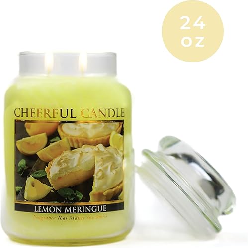 Miniatura 2 de A Cheerful Giver - Merengue de limón - Tarro grande de vela perfumada de 24 onzas con tapa - Vela alegre - 135 horas de tiempo de combustión, regalo