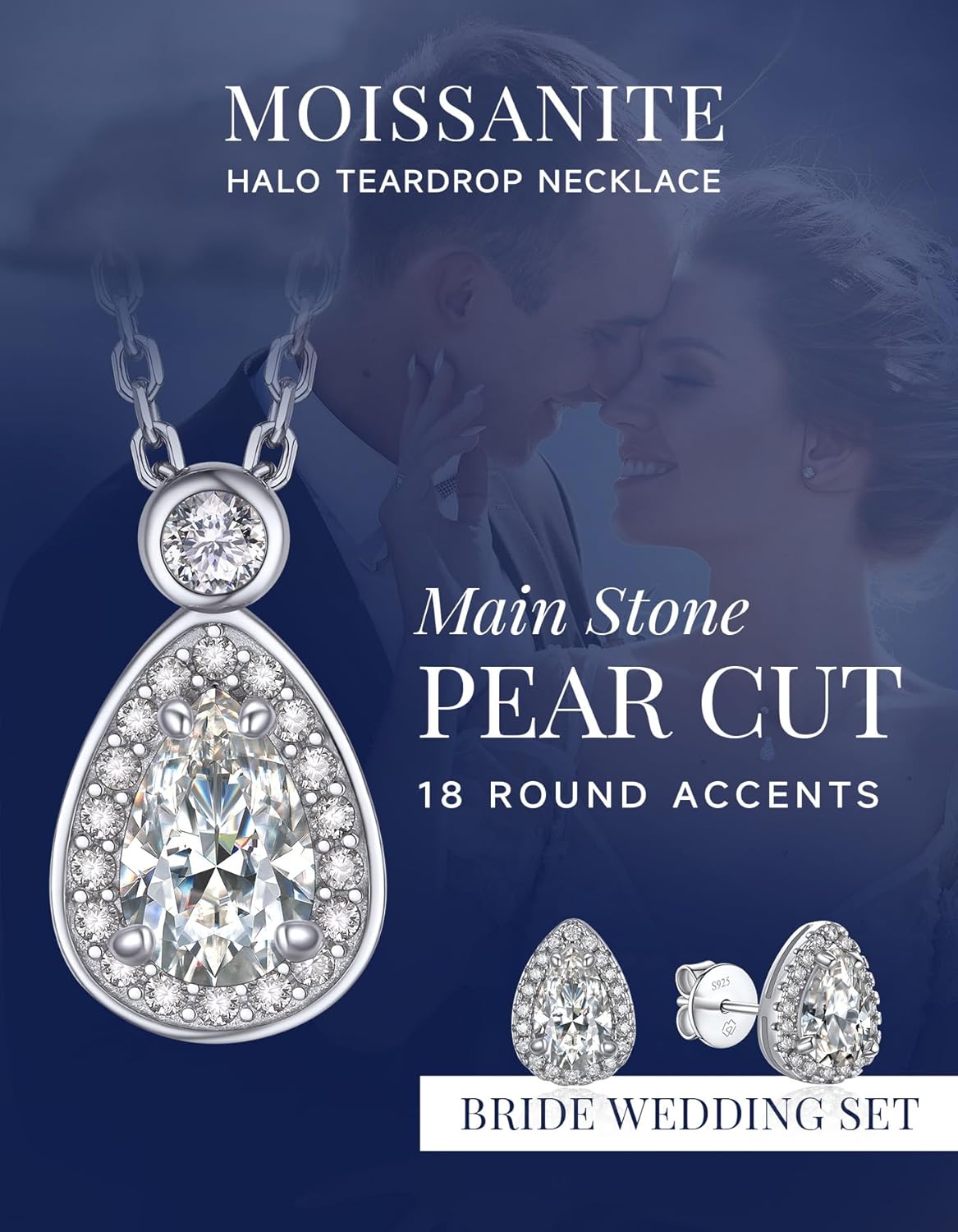 MomentWish Heart Necklace for Women, 1 Carat Simulated Moissanite Necklace for Her 925 Sterling Silver Halo Pendant Anniversary Valentine's Day Birthday Gifts for Mom Wife Girlfriend-Heart - Image 4