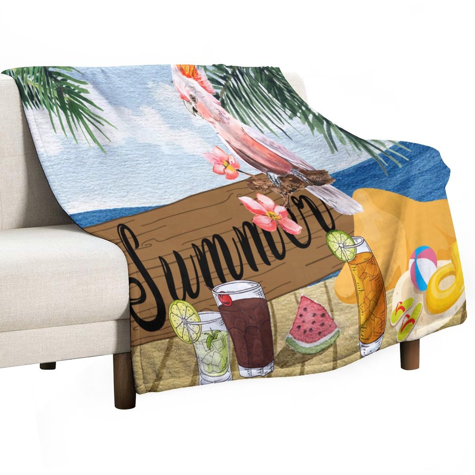 Literie d'été perroquet en polaire 152x203cm motif ara pour lit d'enfant