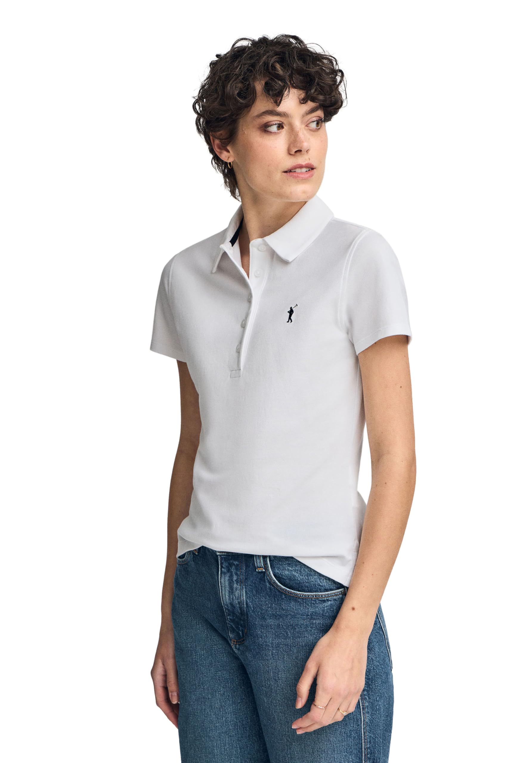 Polo Club Poloshirt Damen Baumwolle mit fünf Knöpfen und Stickerei