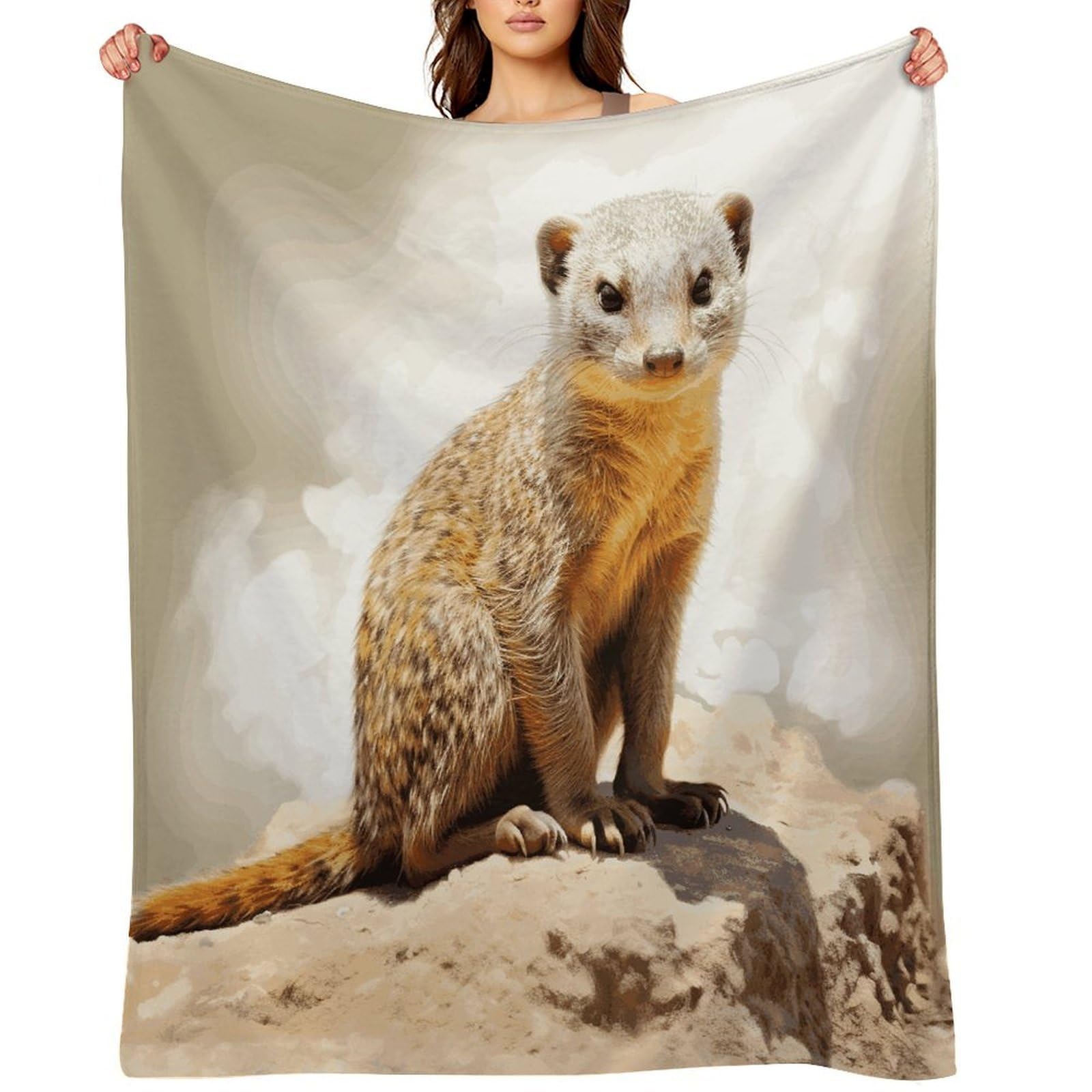 Flannel Wild Meerkats Throw Blanket for Couch Super Soft Fuzzy Cozy Flannel Blankets No Shed No Pilling FAnti-Static Winter Bed Blanket Decorative and Giftable Blankets