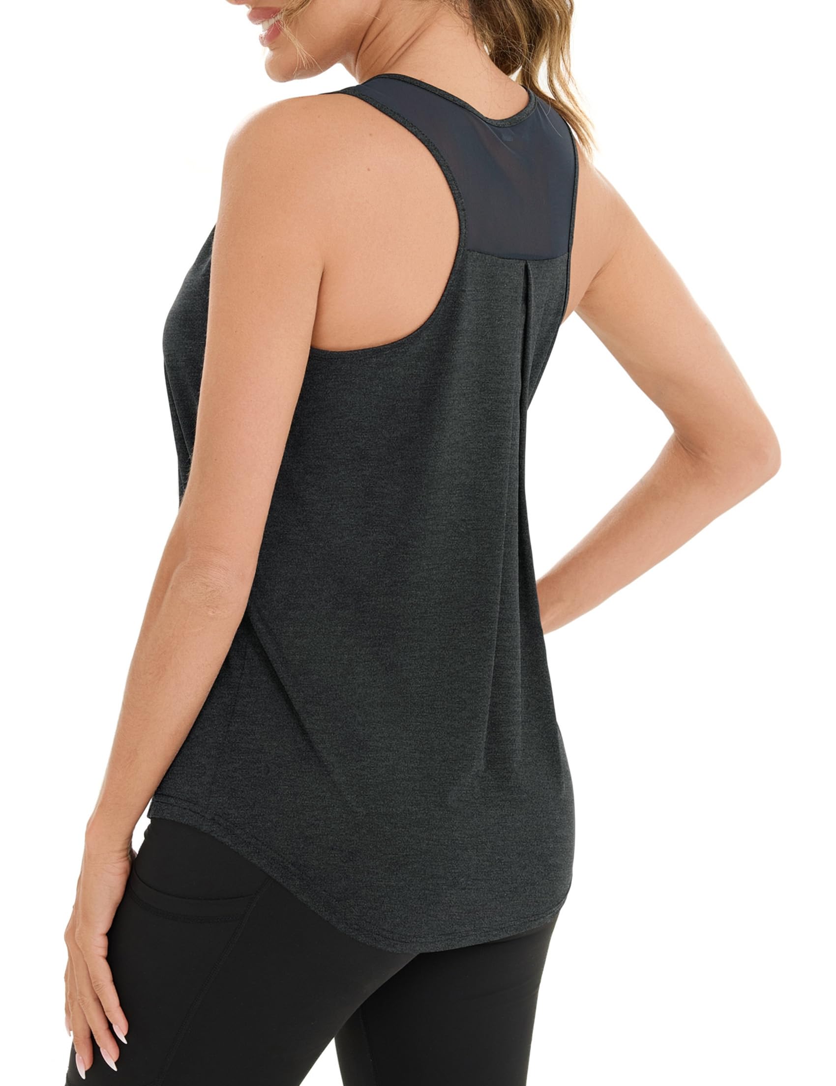 Terecey Sport Yoga Tank Top Damen Sommer Locker Ärmellos Zumba Pilates T Shirt Sportoberteile mit Mesh Zurück fur Fitness Workout S-XXL