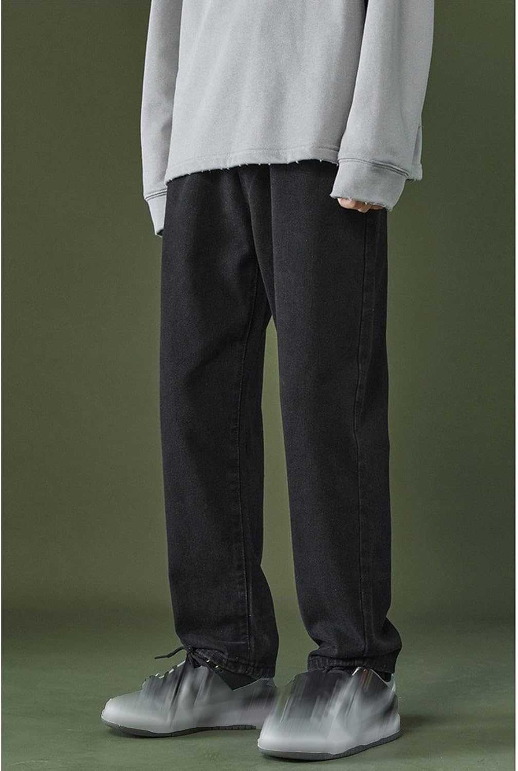 Men's Straight Leg Vintage Solid Color Jeans Relaxed Fit Casual Streetwear Jeans Spring Baggy Wide Leg Denim Pants