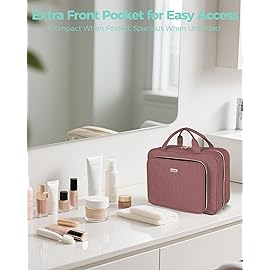BALULHG Travel Hanging Toiletry Bag for Women,Makeup Bag Cosmetic Organizer Waterproof with Hanging Hook Multiple Pockets for Women Travel Essentials Rosewood