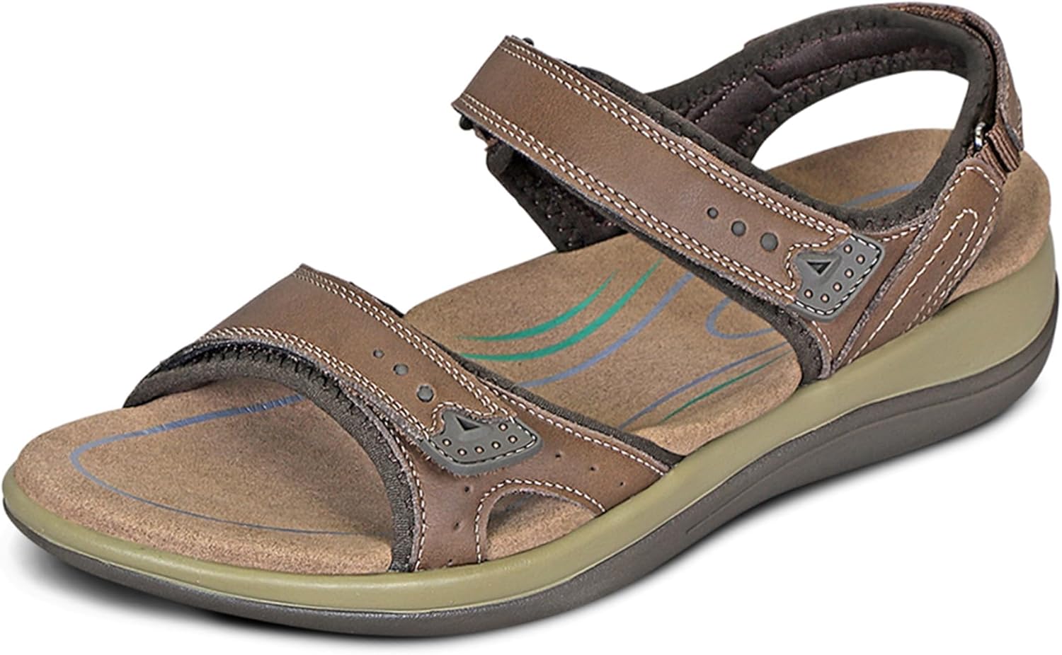 Orthofeet Women's Orthopedic Malibu Adjustable Three-Strap Sandal