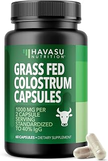 Grass Fed Colostrum Supplement for Immune and Gut Health - 1000mg Bovine Colostrum per Serving with 40% IgG - 60 Count - Non-GMO, Gluten-Free Colostrum Capsules for Adults - 30 Day Supply