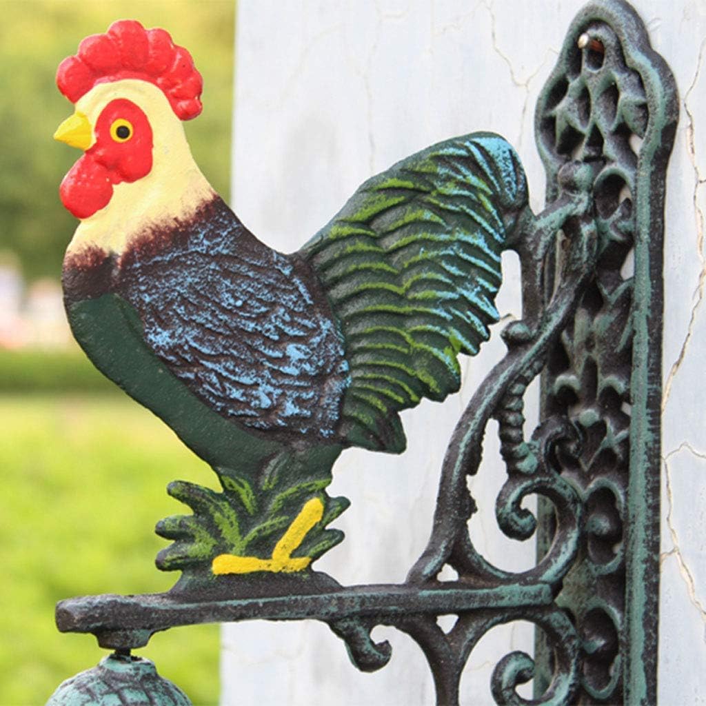 Antique Knocker,American Country Big Cock Wrought Iron Doorbell Cast Iron Door Bell Hanging Ornaments Hanging Wall Decoration Wall Hanging Garden Decoration
