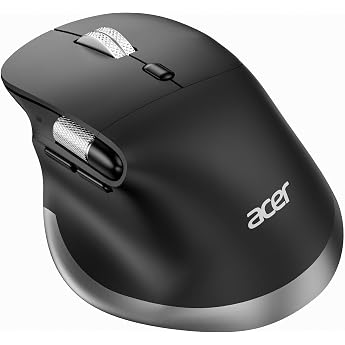 Acer Dual-Mode Wireless Mouse with Side Roller Wheel (BT5.2+2.4G), 4800 DPI Bluetooth Mouse with 6 DPI Levels, Wireless Mouse