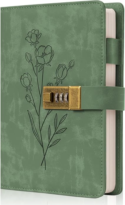 Lock Diary for Women Diary with Lock for Girls A5 Leather Locked Journal 260 Pages 100 GSM Refillable Journal with Lock for Teens Secrets Flower Journals with Combination Passwords, 5.7"x8.3&...