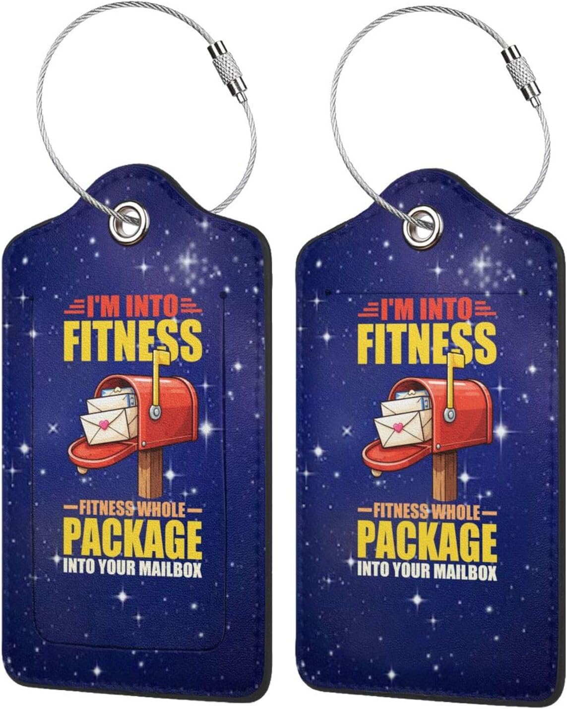I'm Into Fitness Whole Package Into Mailbox Set of 2 Durable Leather Luggage Tags Stylish Travel Gear Men Women