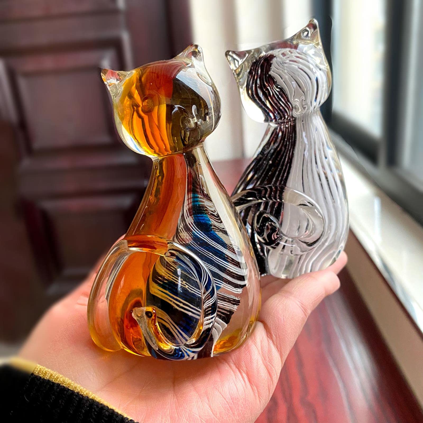 Amazon.de: XINGYUANHE Glas-Katze-Figur, Kunst, mundgeblasene