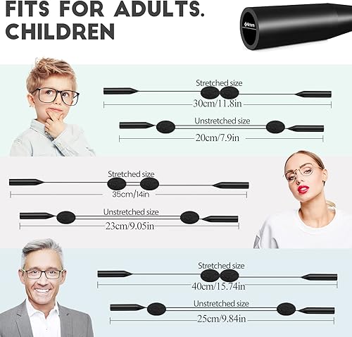 Miniatura 3 de 4Pcs Adjustable Glasses Strap, Glasses Sport Strap Holder Sunglass Retainer, Upgrade No Tail Anti-Slip Eyeglass Straps and Ear Hook 8Pcs for Men