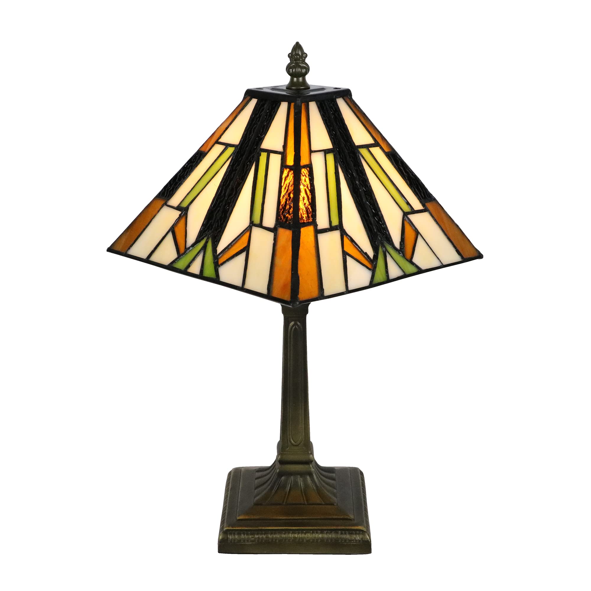 Tiffany Style Handcrafted Four Faces Retro Lampada Da Tavolo, A 8 Pollici In Vetro Colorato Luce notturna [Nessuna lampadina]